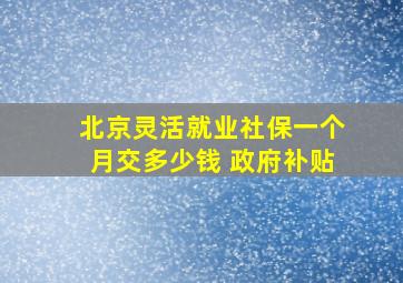 北京灵活就业社保一个月交多少钱 政府补贴